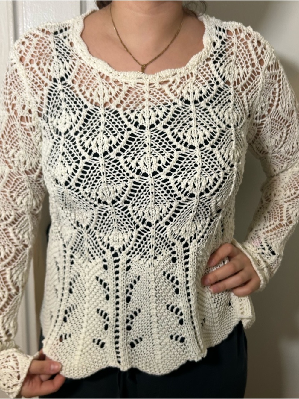 Zara Knit Open Crochet Top